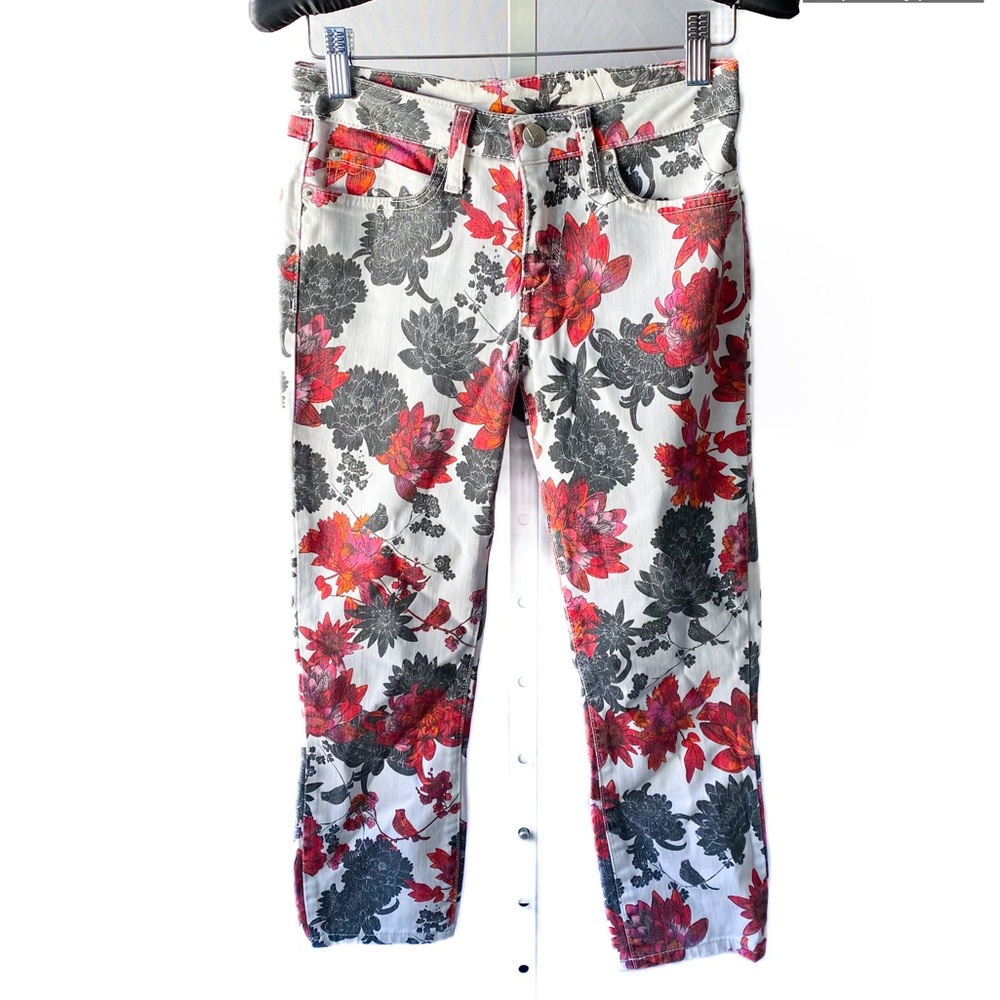 Bebe xs cropped floral print skinny jeans pant